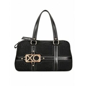 Vintage Y2K XOXO Baguette Satchel Shoulder Bag Black Jacquard Logo Canvas NWT